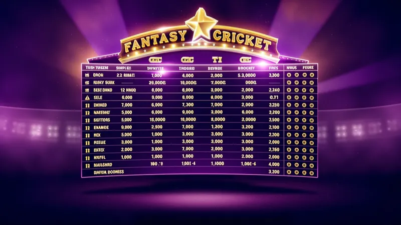 Giant fantasy cricket contest leaderboard board